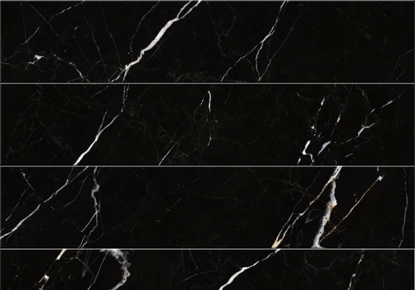 Кварцвиниловый Rigid / Риджид ламинат Invictus Maximus Click Herringbone / Максимус Клик Хэринбоун Pure Black Marble - Noir / Пьюр Блэк Марбл - Нуар